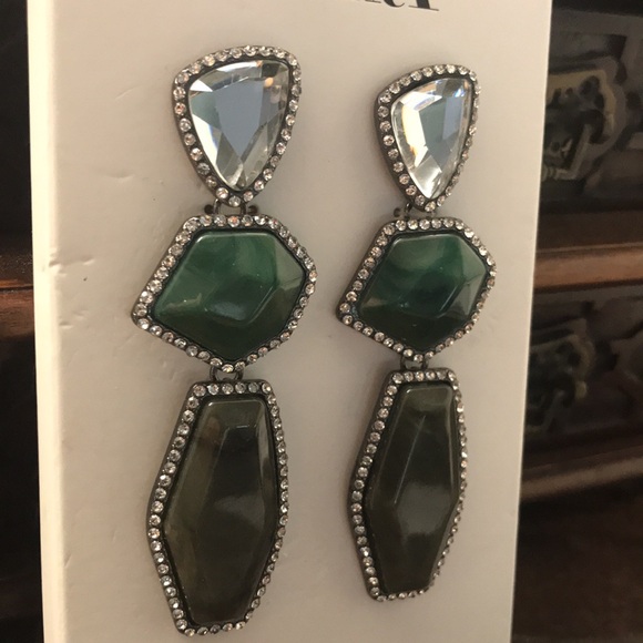 Zara Multi Color Rhinestone Drop Earrings - Picture 2 of 4